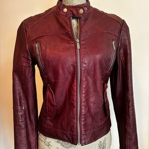 Bagatelle maroon faux leather jacket, size small.